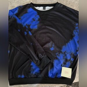 SHEIN Black and Blue Tie-Dye Top